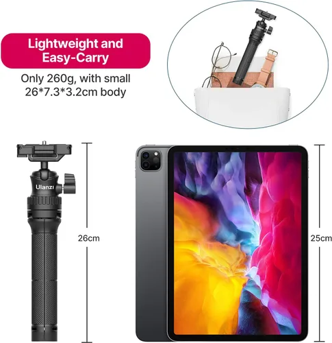 Vista 5 de ULANZI Trípode extensible todo en uno MT-34 con cabezal esférico ajustable 360°, compatible con iPhone 12 Pro Max/12 Mini/11 Pro Max/XR/X, teléfono