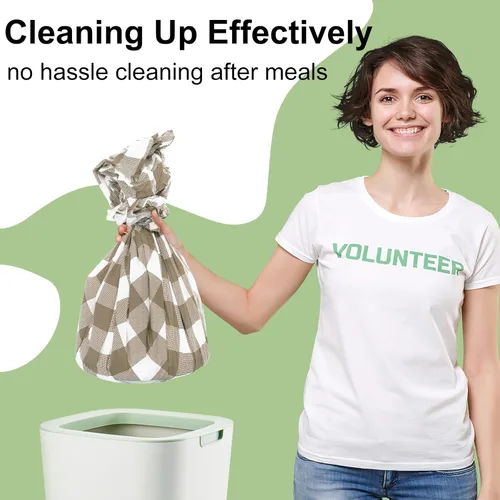 Vista 4 de misaya Paquete de 4 manteles desechables de búfalo, mantel de plástico impermeable de 54 x 72 pulgadas, manteles rectangulares a cuadros caqui