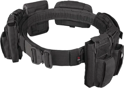 Vista 2 de BOMTURN Cinturón de batalla táctico con accesorios: cinturones de servicio policial combate Airsoft cinturón de policía con bolsas 7 piezas