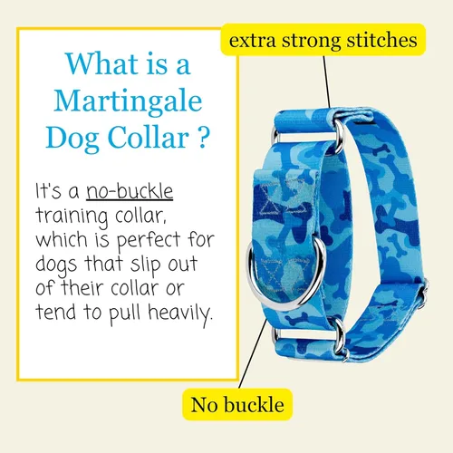Vista 5 de Country Brook Petz - Collar para perro Martingala de camuflaje azul con 10 diseños resistentes (1 1/2 pulgadas, mediano)