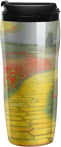 Vista 9 de Poppies Field Yellow Brick Road Coffee Cup Hot Coffee Travel Mug Reusable Iced Coffee Cups Double Heat Insulation Coffee Mug with Leak-Proof Lid