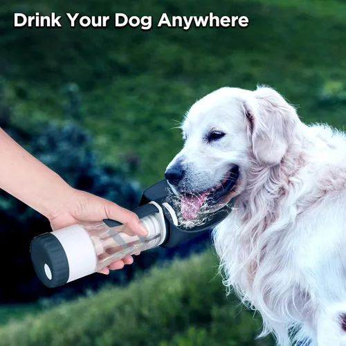 Vista 3 de Uppetly Botella de agua para perros, botella de agua para mascotas con contenedor de alimentos y alimentador para beber, a prueba de fugas, sin BPA