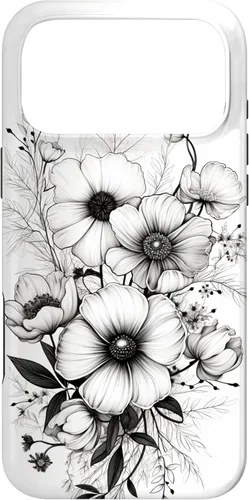 Vista 22 de Flowers Design Black and White Floral Women Case for iPhone 16