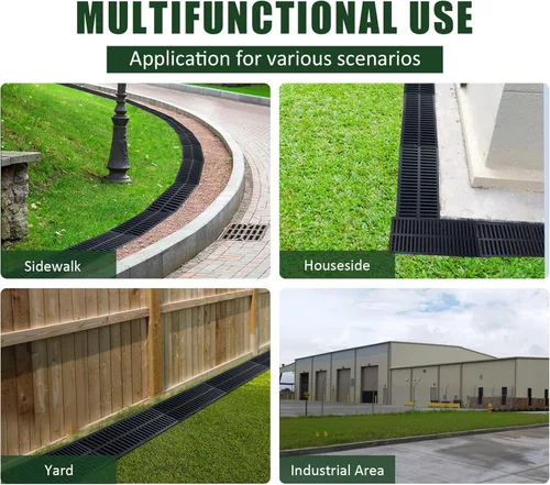 Vista 6 de Rejilla de drenaje de canal de plástico de polímero, 19.7 x 7.9 x 1 pulgadas, cubierta de drenaje duradera para zanjas, rejillas de drenaje al aire