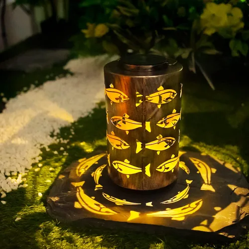 HONGLAND Faroles solares para exteriores, regalos de cumpleaños para el Día del Padre, para mujeres, diseño de peces ahuecados impermeables con LED