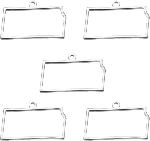 Vista 16 de kkjoy 5 piezas de dijes de mapas de continentes huecos de EE. UU. con colgante para hacer joyas y manualidades, accesorios de mini dijes de acero