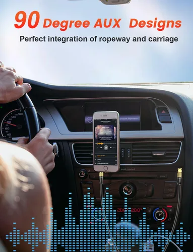Vista 2 de VANAUX Cable auxiliar para automóvil de 90 grados en ángulo recto, cable auxiliar estéreo a conector compatible con reproductor MP3, estéreo