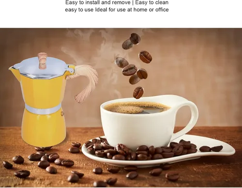 Vista 3 de Cafetera estilo italiano clásico Moka Pot Cafetera cubana Moka Pot Percolator hace un delicioso café de aluminio para cocina, hogar, cafetería