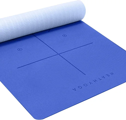 Heathyoga Tapete de Yoga Antideslizante Ecológico, Sistema de Alineación Corporal, Material TPE Certificado por SGS - Superficie Texturizada
