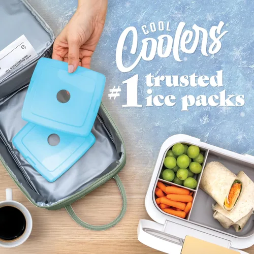 Vista 2 de Cool Coolers de Fit & Fresh - Paquete de 4 bolsas de hielo delgadas, paquetes de hielo reutilizables de congelación rápida que ahorran espacio
