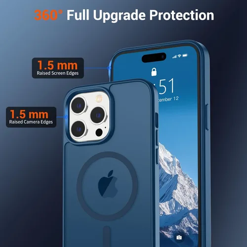 Vista 1956 de SUPFINE - Funda magnética para iPhone 13 Pro Max (compatible con MagSafe), (protección contra caídas de grado militar de 10 pies), delgada, Negro