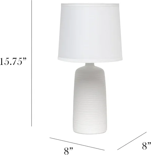 Vista 2 de Simple Designs LT2085-OFF Lámpara de mesa de cerámica lineal texturizada color blanco (4 unidades)