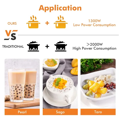 Vista 6 de YJINGRUI Boba Cooker Boba Pot 9L automático Pearl Tapioca Cocina para Boba Tea & Bubble Tea & Milk Tea Pantalla táctil 110V
