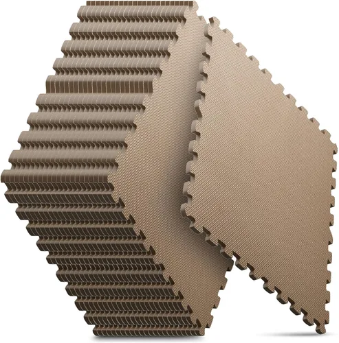 Vista 10 de Tapete de espuma EVA, estilo rompecabezas, baldosas conectables, para equipo de entrenamiento en casa y áreas de juego infantil, 24 x 24 x ½ Marrón