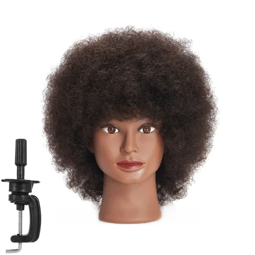 Traininghead - Cabeza de maniquí de cabello 100% real, cabeza de entrenamiento, cosmetología, cabeza de maniquí, cabeza de práctica de peluquería