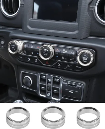 Vista 12 de JeCar - Cubierta de perilla de interruptor de aire acondicionado, de aleación de aluminio, compatible con Jeep Wrangler 2018-2023 JL JLU y 2020-2023