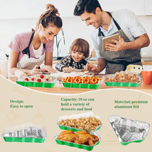 Vista 5 de Mini molde para pasteles con tapas, 10 recipientes individuales de 39 onzas para tartas, moldes de aluminio desechables individuales de aluminio