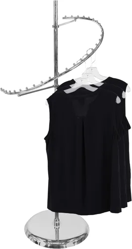 Vista 7 de SSWBasics Elegante estante de ropa espiral cromado - 29 bolas de ropa al por menor soporte de exhibición - 63 "H - Boutique ropa y accesorios