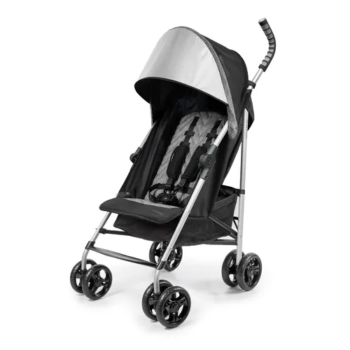 Summer Infant 3Dlite ST Convenience Cochecito, negro y gris, cochecito ligero con marco de acero, área de asiento grande, reclinable multiposición,