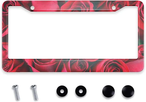 Vista 16 de Smooffly Marco de placa de matrícula con bandera de Estados Unidos pintada en madera vieja para accesorios decorativos de coche, resistente al