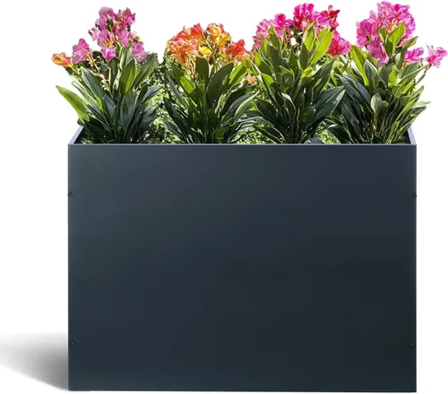 Vista 9 de BAYN Macetero Cuadrado de Metal Maceteros Altos para Plantas de Exterior Moderno Resistente con Agujeros de Drenaje para Exterior Interior Patio