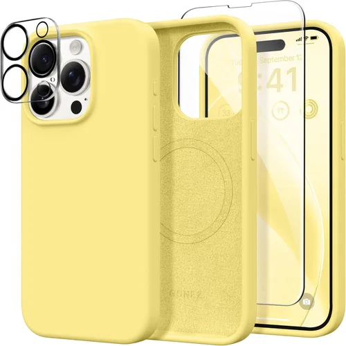 Vista 28 de GONEZ Funda magnética para iPhone 14, compatible con Magsafe, con protector de pantalla + protector de cámara, forro de microfibra antiarañazos