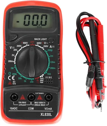 Vista 2 de Xl830l multímetro digital de mano Xl830l, multímetro Xl830l con pantalla LCD y sobrecarga de retroiluminación (XL830L rojo)