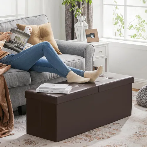 Vista 6 de SONGMICS MAZIE Collection - 43 Inches Storage Ottoman Bench with Flipping Lid, Storage Chest with Iron Frame Support, Load 660 lb, for Living Room