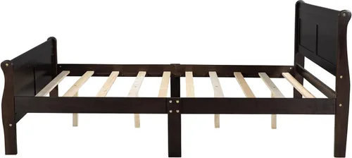 Vista 4 de Harper & Bright Designs Base de cama Queen con cabecero, base de cama de plataforma de madera, cama de tamaño Queen con juego de listones y patas