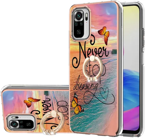 Vista 6 de XYX Case for Xiaomi Redmi Note 10 4G, Sparkling Marble TPU IMD Bumper Hybrid Protective Phone Cover with 360 Rotating Ring Kickstand,Blue Milky Way