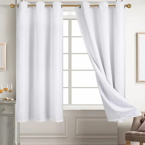 Vista 23 de Diraysid Cortinas 100% opacas de lino negro para dormitorio, con ojales, aislamiento térmico, cortinas de oscurecimiento de habitación