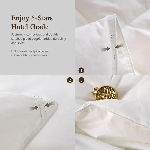 Vista 7 de BPC Edredón ligero de fibra de plumón de ganso tamaño Full/Queen, poder de relleno 750, inserto de edredón esponjoso como nube con funda de mezcla