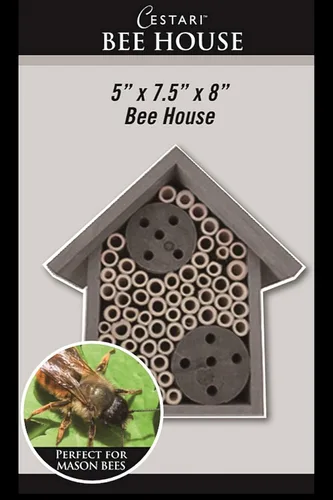 Cestari Bamboo Tube Bee Hotel para abejas solitarias - Atrae polinizadores suaves a tu jardín con una abeja de madera segura certificada FSC casa de