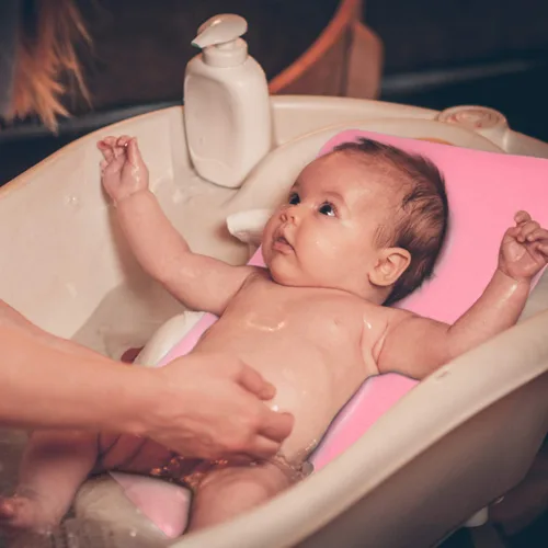 Vista 7 de Esponja de baño para bebés Alfombrilla de baño suave para recién nacidos, sin olor (rosa)