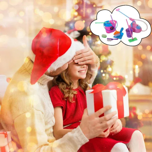 Vista 7 de Juego de accesorios y muebles para casa de muñecas, cubo en miniatura, suministros de limpieza, accesorios para casa de muñecas, decoración