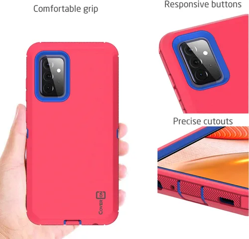 Vista 5 de CoverON Funda resistente diseñada para Samsung Galaxy A52, cubierta de teléfono de grado militar resistente, color rosa intenso