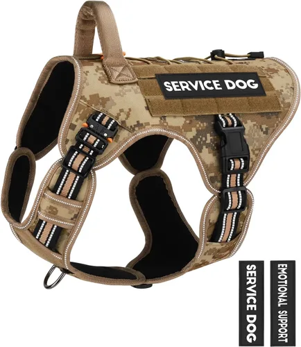 Vista 32 de Arnés táctico para perros - PETNANNY Chaleco para perro de servicio para perros grandes Cobertura corporal completa en arnés para perros de Rosa