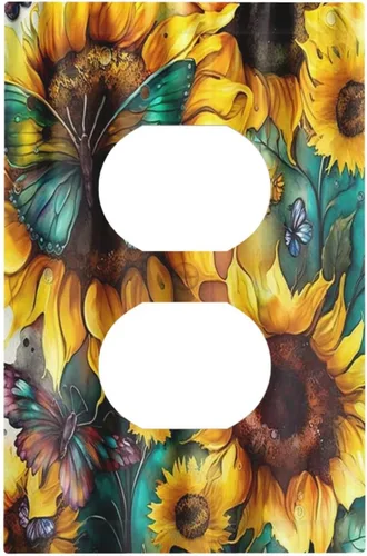 Vista 140 de Abstracto de Lujo Azul Dorado con Brillo de Mármol 1 Gang Cubiertas de Tomacorrientes Dúplex Decorativas Cubiertas de Interruptores de Luz