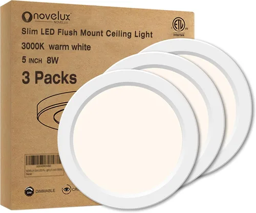 Vista 16 de Lámpara de techo de montaje empotrado de 5.4 pulgadas regulable con ETL CERT, luces LED blancas de 5000 K, lámpara de techo redonda ultrafina