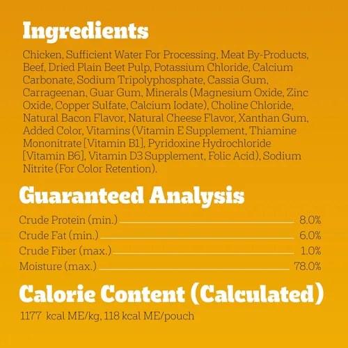 Vista 7 de PEDIGREE Chopped Ground Dinner Comida húmeda y suave para perros adultos, sabor a carne de res, tocino y queso, bolsas de 3.5 oz, paquete de 16