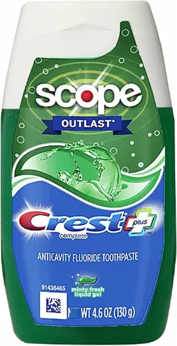 Vista 2 de Crest Complete Whitening Plus Scope Tartar Control Pasta de dientes, gel líquido de menta fresca, 4.6 oz (130 g) - Paquete de 2