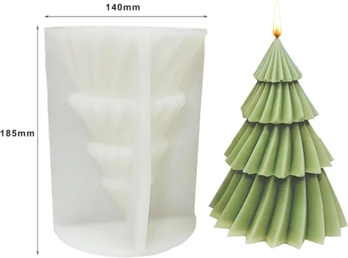 Vista 2 de Molde de vela para árbol de Navidad, moldes de vela 3D para hacer velas, molde de silicona en forma de árbol de Navidad, molde para hacer velas