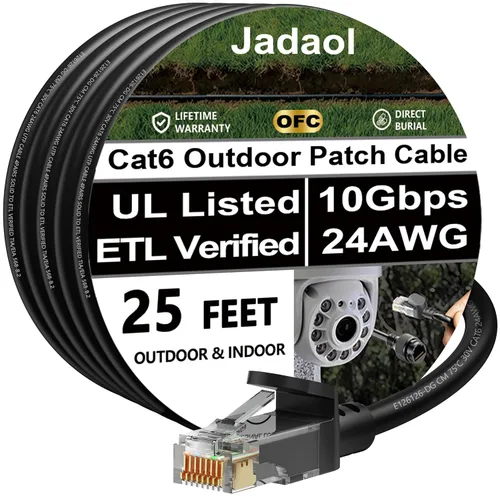 Vista 15 de Cable Ethernet Cat 6 de 1 pie (paquete de 6), para exteriores e interiores, compatible con red Cat7 de 10 Gbps, cable de conexión LAN plano de Negro