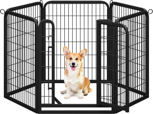 Vista 16 de Yaheetech Corralito para perros, 24 pulgadas, 2 paneles, corral para perros para interiores, resistente, corral de ejercicio para cachorros, valla