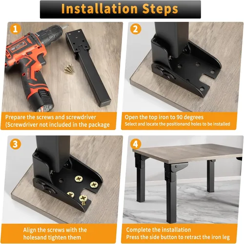 Vista 4 de 4 patas de mesa plegables autobloqueantes, patas de mesa plegables de 6, 8, 10 y 12 pulgadas, para mesas de campamento, muebles, bricolaje