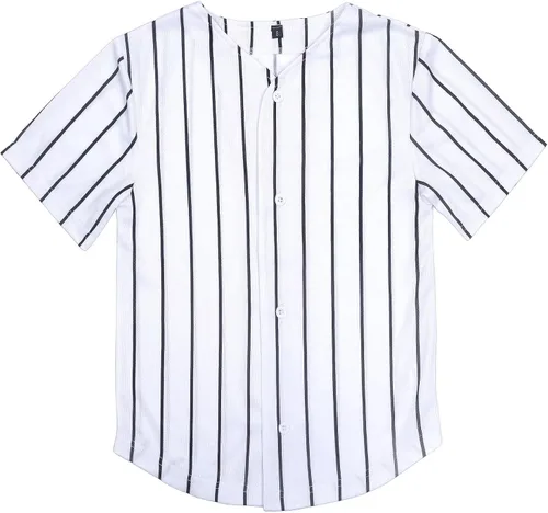 babyhealthy Camiseta de béisbol con botones para niños, camiseta de manga corta a rayas, hipster, hip hop, para niños y niñas