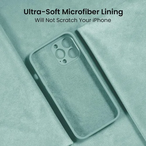 Vista 5 de FireNova Funda diseñada para iPhone 14 Pro, funda de silicona mejorada [protección de cámara], forro interior de microfibra antiarañazos, 6.1 Verde