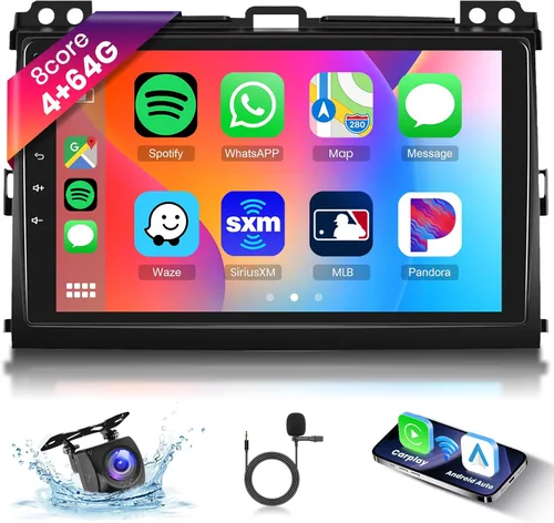 Vista 8 de [2G+64G] Radio de coche para Toyota Prado 120/Lexus Gx470 2004-2009 Android Car Stereo Carplay Wireless Android Auto, Hodozzy 9 pulgadas pantalla
