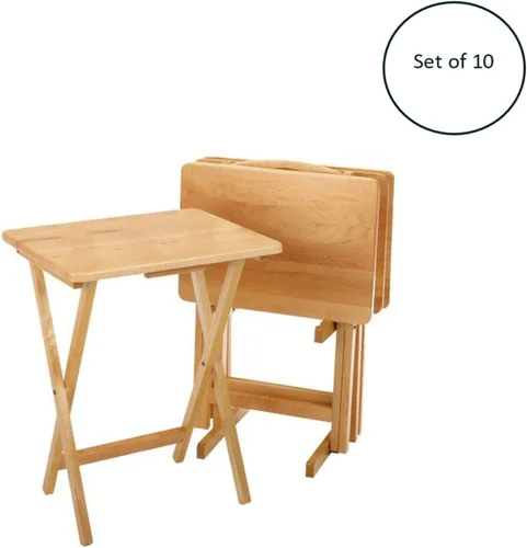 Vista 2 de Winsome Alex - Juego de 10 mesas plegables portátiles de madera de 25 pulgadas, madera natural