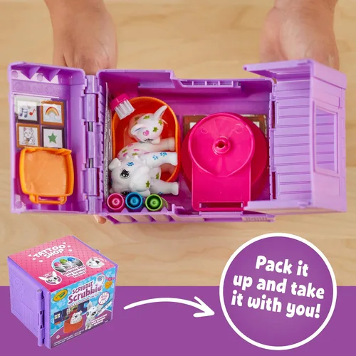 Vista 4 de Crayola Scribble Scrubbie Pet Tattoo Shop, Toy Pet Playset, regalo para niños, edad 3, 4, 5, 6